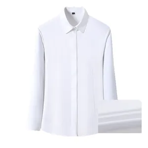 Elegant professional white long-sleeved modal shirt for women with soft fabric detail
