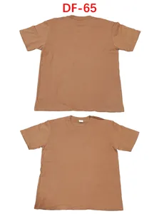 Vues détaillées avant et arrière d'un t-shirt marron en coton à col rond pour homme