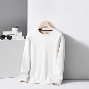 Felpa da uomo premium bianca in maglia a nido d'ape in misto lana e seta pregiata