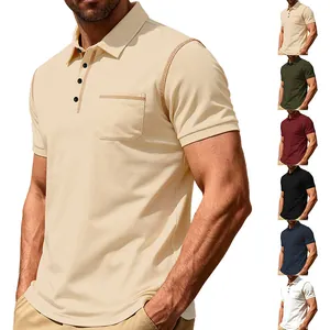 Collection de polos classiques à manches courtes pour hommes avec poche poitrine et divers coloris