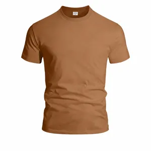 T-Shirt Décontracté en 100% Coton pour Hommes Manches Courtes Couleur Unie Col Rond pour Sports d'Été Quotidien