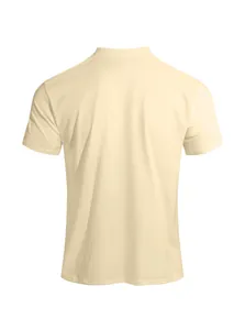 Detailed back view of a men's breathable quick-dry short-sleeve t-shirt in cream color.