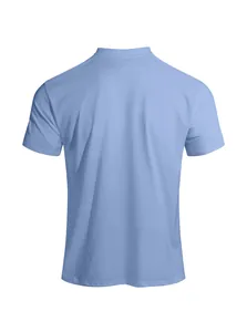 Detailed back view of a light blue men's breathable quick-dry athletic sports t-shirt
