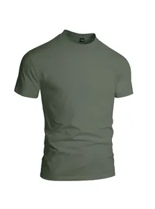 Men's olive green quick-dry athletic T-shirt with classic round neck and short sleeves