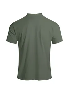 Back view of army green quick-dry sports t-shirt for men, breathable and elastic fabric.