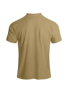 Detailed back view of a men's khaki solid color quick-dry crew neck athletic t-shirt