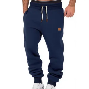 Bequeme marineblaue Herren-Jogginghose mit elastischem Kordelzug und Rippbündchen