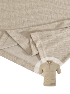 Detailed macro view of breathable towel jacquard fabric texture on men's polo shirt