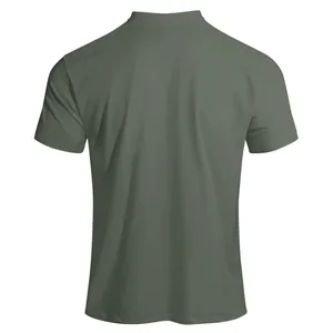 Back view of a men's olive green quick-drying round neck short sleeve t-shirt.
