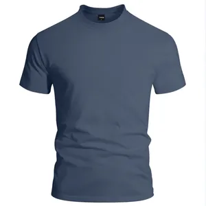 Premium men's solid navy blue crew neck quick-dry athletic short sleeve t-shirt