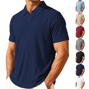 Men's summer casual polo shirt with breathable jacquard texture and stylish lapel collar