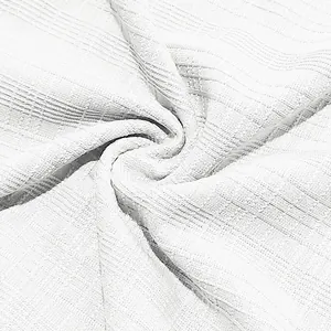 Close-up macro shot of breathable white imitation linen slub fabric for men's T-shirts