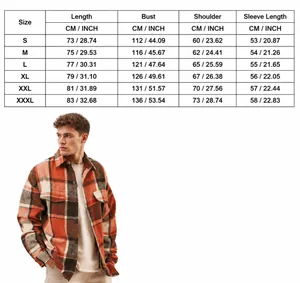 Tabella taglie dettagliata per camicia di flanella a quadri casual da uomo