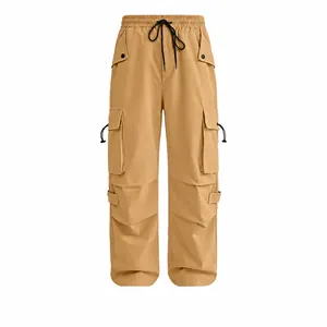 Men American Techwear Cargo Pants Parachute Pants Loose Straight Leg Quick Dry Multi-Pocket Tactical Trousers Streetwear Casual Pants