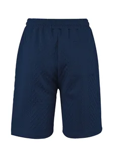 Vue détaillée de l'arrière d'un short décontracté pour hommes en jacquard bleu marine