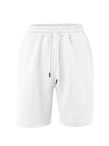Détail du tissu jacquard blanc sur un short décontracté pour homme avec cordon