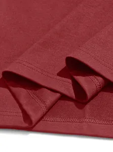 Detailed close-up showing the high-quality double-stitched hem of a maroon men's Polo shirt