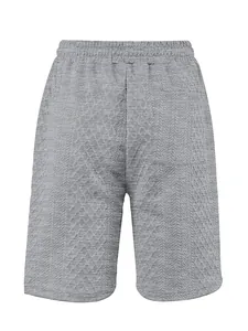 Vue arrière détaillée du short décontracté gris jacquard pour homme à taille élastique