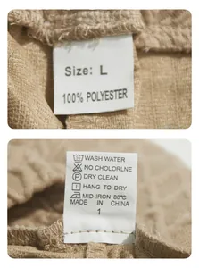 Detailed view of the garment care label and textured jacquard fabric of a polo shirt