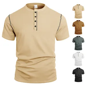 Detailed view of men's pineapple grid polo shirt with button placket and color options