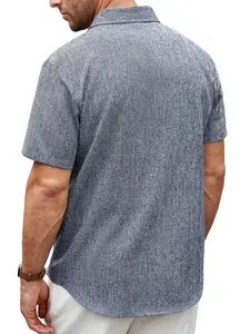 Vue arrière détaillée d'une chemise décontractée grise à manches courtes pour homme