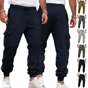 Pantaloni cargo da uomo in pile multicolore con coulisse e tasche laterali capienti