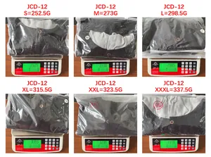 Detail view of product weight measurements for men's Henley shirt in various sizes.