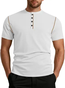 Close-up of men's white short sleeve polo shirt with unique pineapple grid texture