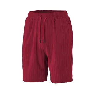 Short décontracté bordeaux pour homme avec coupe ample et cordon de serrage élastique
