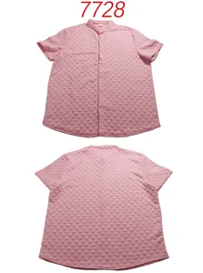 Detailed front and back views of a men's pink jacquard short sleeve breathable shirt