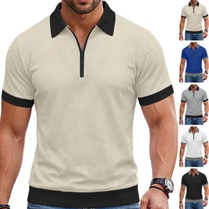 Polo pour hommes avec fermeture éclair, col contrasté et variantes