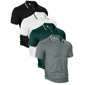 Polo respirant pour hommes en quatre couleurs avec bordure de col contrastée