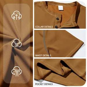 Men's retro brown short sleeve polo shirt featuring textured pineapple grid fabric