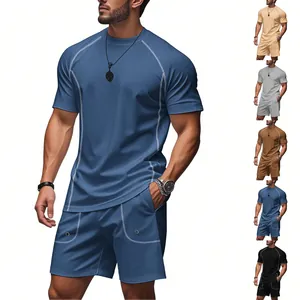 Completo sportivo casual estivo da uomo con maglietta a maniche corte e pantaloncini