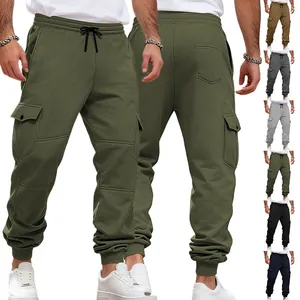 Pantaloni cargo da uomo foderati in pile con tasche e coulisse sportiva