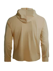 Vista posteriore dettagliata della felpa con cappuccio da uomo in maglia elastica