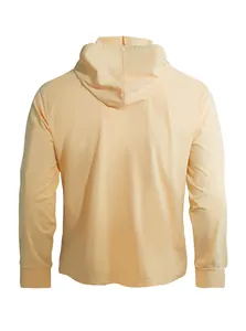 Vista posteriore di una felpa con cappuccio da uomo color albicocca in jersey elasticizzato
