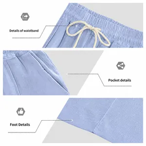 Detailansicht der atmungsaktiven hellblauen Leinenhose für Herren mit Kordelzugband
