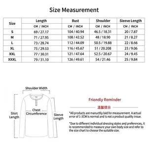 Tabella taglie maglietta Henley uomo con guida a lunghezza, torace e maniche in cm e pollici