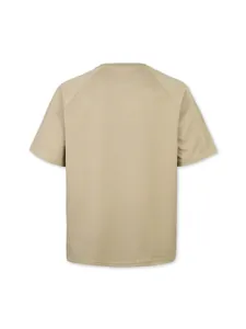 Vista posterior del t-shirt casual para hombre en punto de gofre color caqui