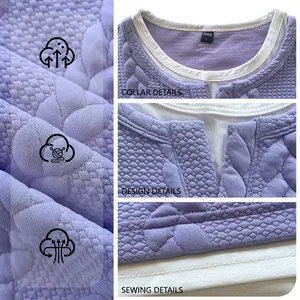 Details of men's purple textured jacquard fake two-piece slim fit short sleeve T-shirt