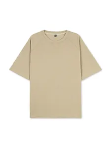 Camiseta de hombre de punto de gofre beige de alta calidad con mangas raglán