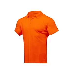 Vista dettagliata di una polo arancione brillante a maniche corte da uomo sportiva