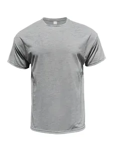 Detailed view of gray loose American style men's short sleeve T-shirt with soft texture