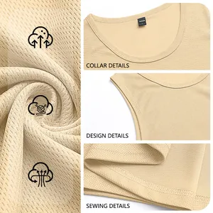 Close-up of breathable fabric and sewing details of men's athletic tank top