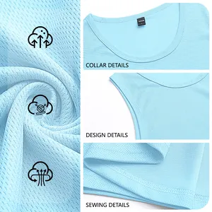Men's breathable quick-dry sleeveless fitness tank top in light blue athletic fabric
