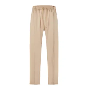 Men's khaki straight-leg joggers with drawstring elastic waist for sports and casual wear.