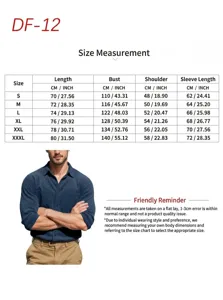 Tabella taglie dettagliata per camicia uomo velluto con misure in CM e in pollici