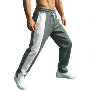 Stylische Herren Jogginghose in Grau und Weiß mit verstellbarem Kordelzug am Bund