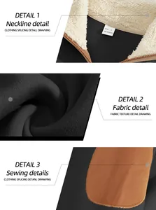 Detailed views of men's half-zip sweatshirt showing sherpa lining and fabric texture